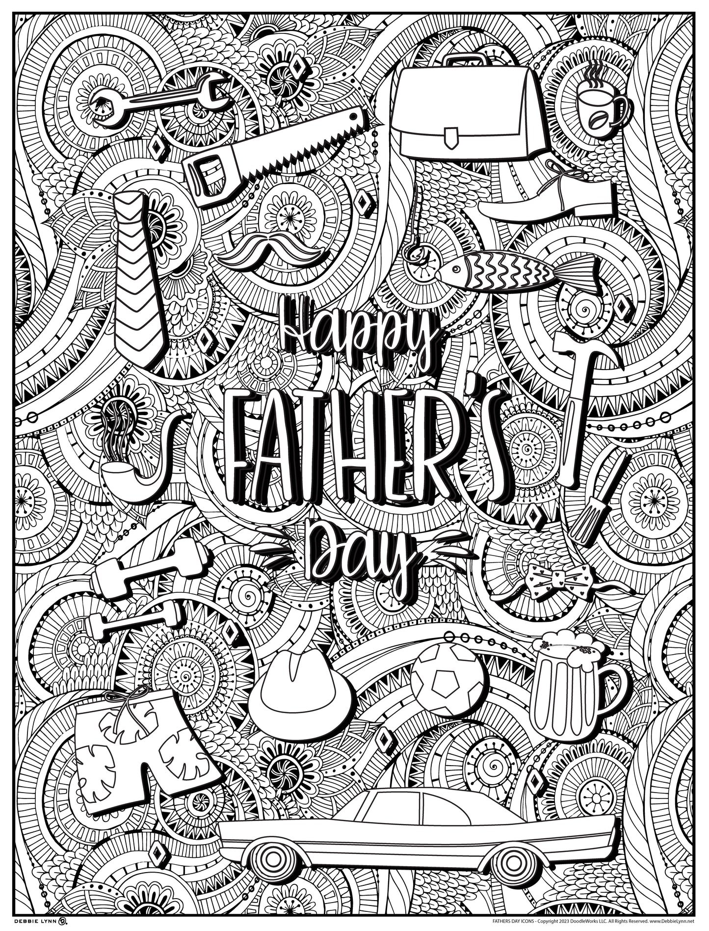 Fathers Day Icons Personalized Giant Coloring Poster 46"x60"