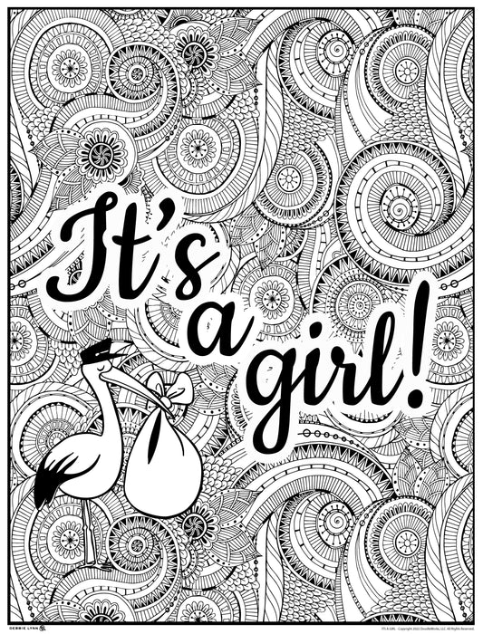 It's a Girl! Baby Announcement Personalized Giant Coloring Poster 46"x60"