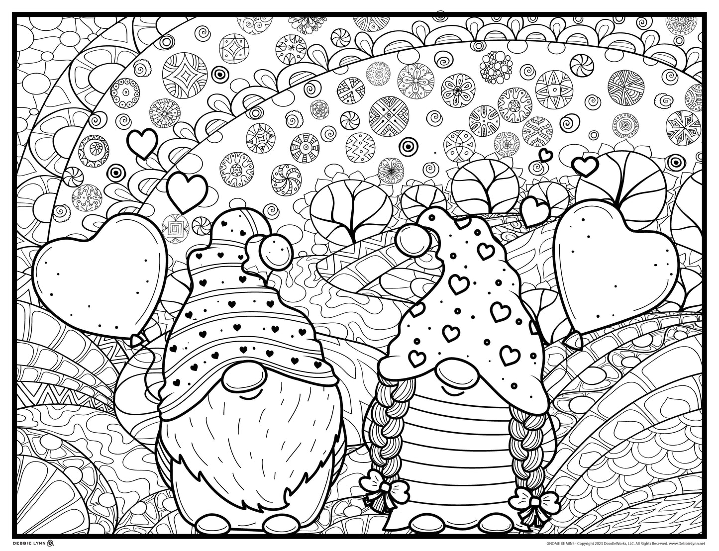 Gnome Be Mine Valentines Day Personalized Giant Coloring Poster 46"x60"