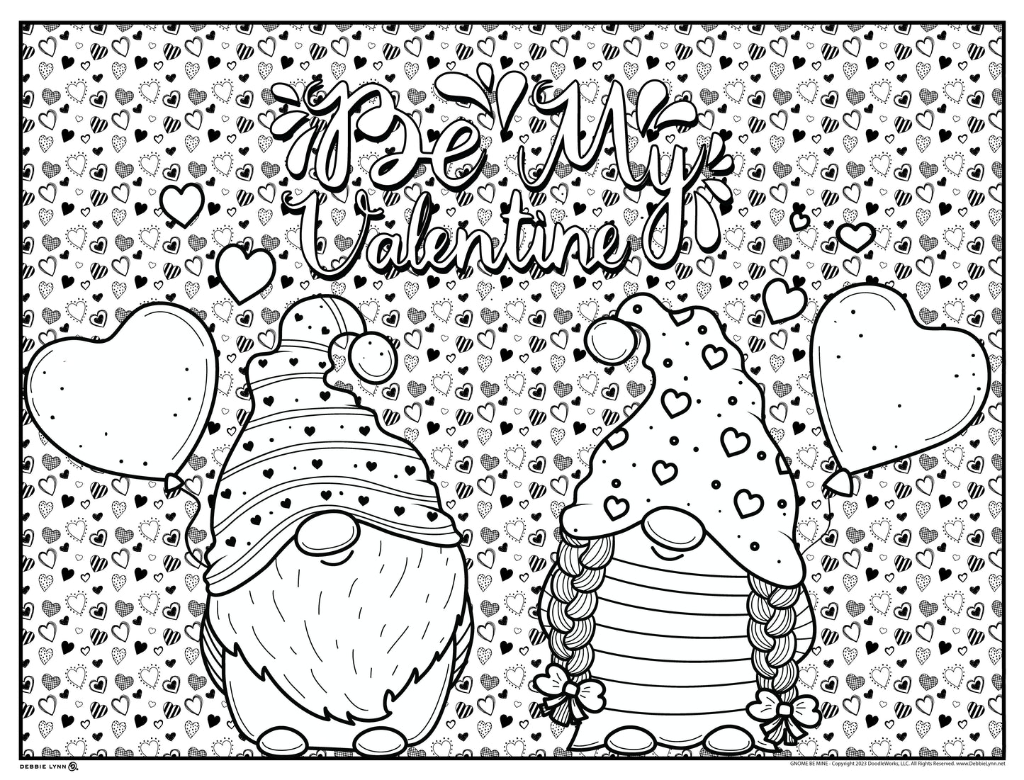 Gnome Be Mine Valentines Day Personalized Giant Coloring Poster 46"x60"