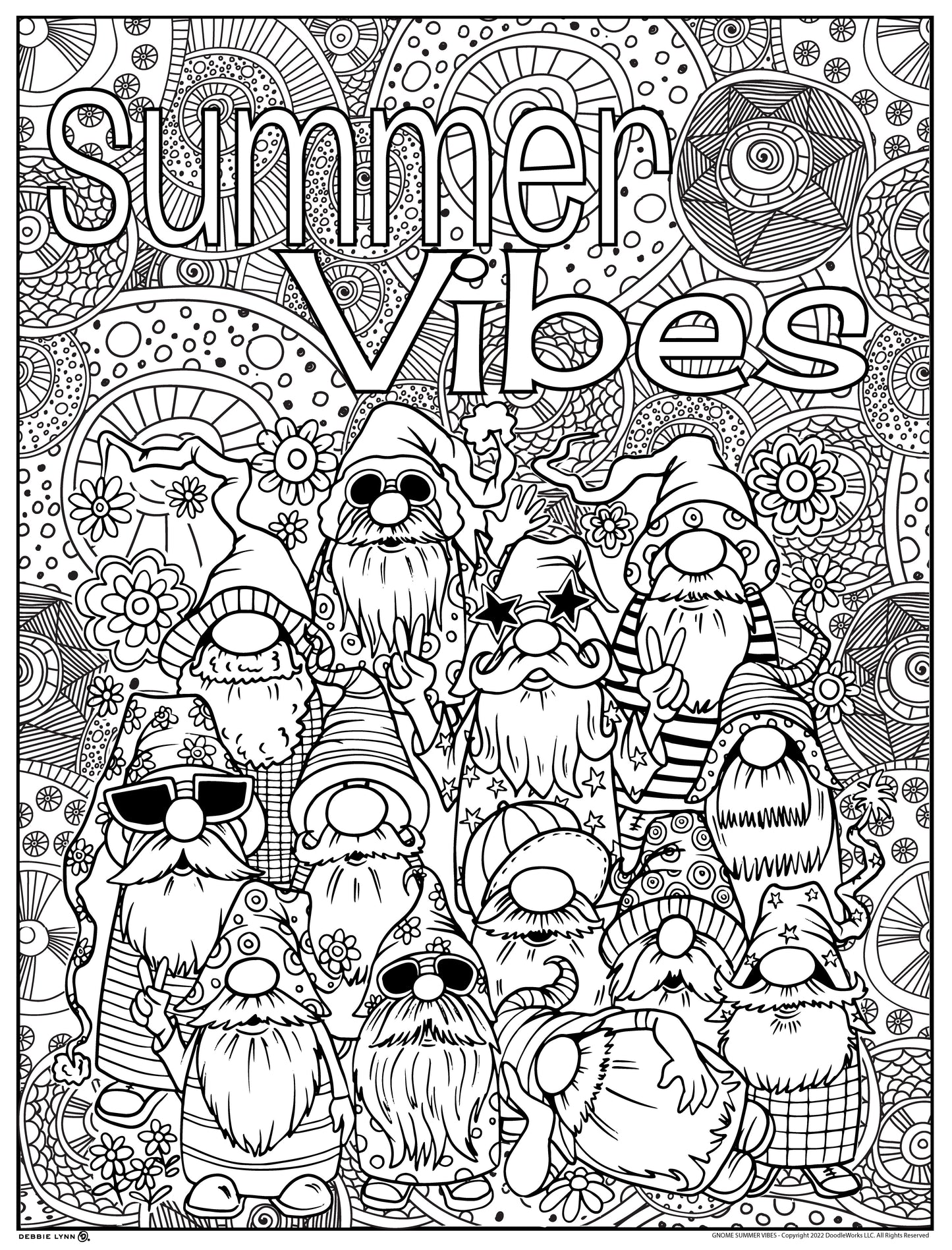 Gnome Summer Vibes Personalized Giant Coloring Poster 46"x60"