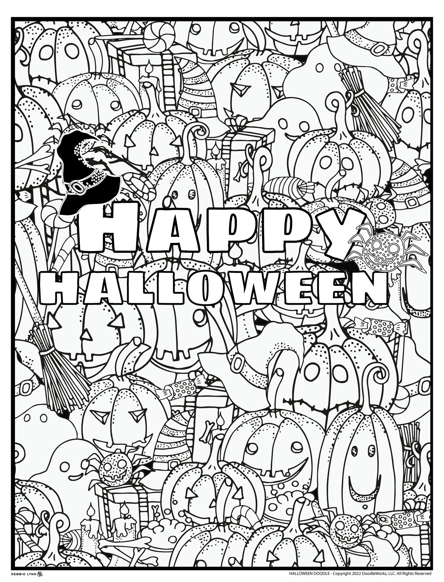 Halloween Doddle Personalized Giant Coloring Poster 46"x60"