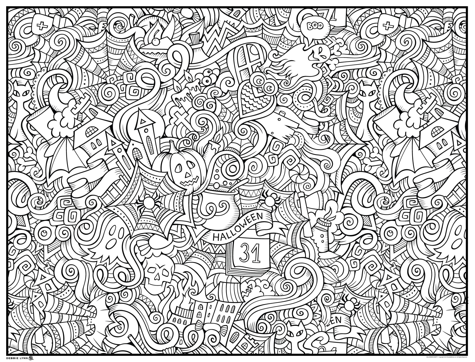  Halloween Giant Coloring Poster with 24 pcs Paint Pens