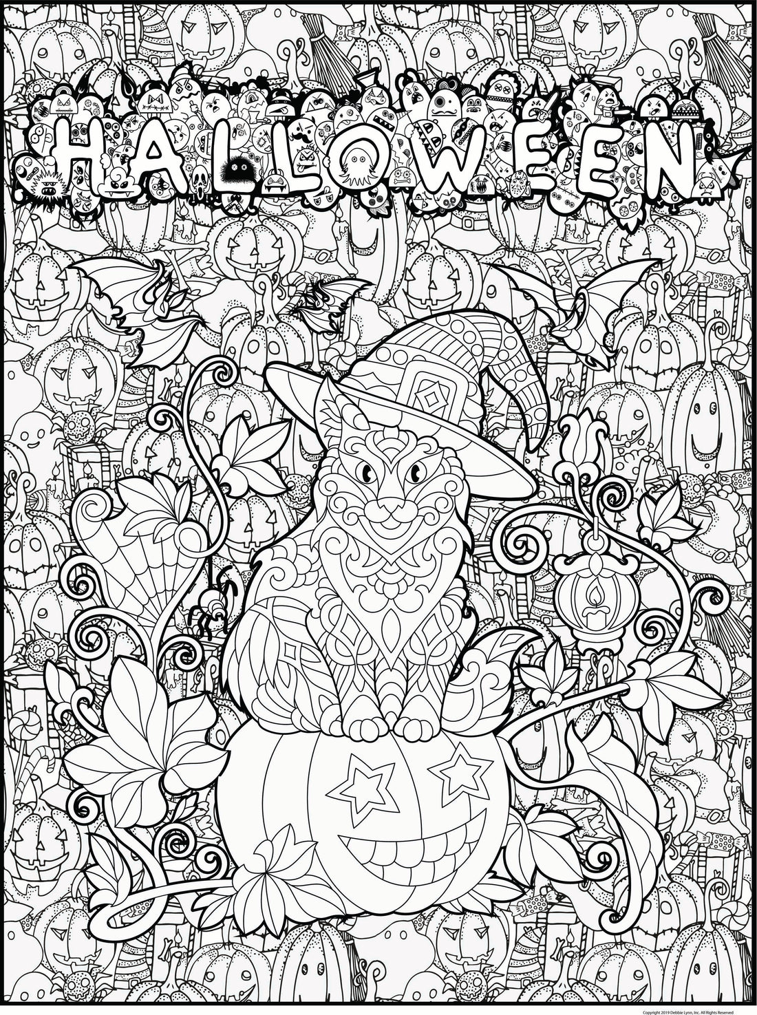 Halloween Cat Coloring Poster 24x36 Debbie Lynn
