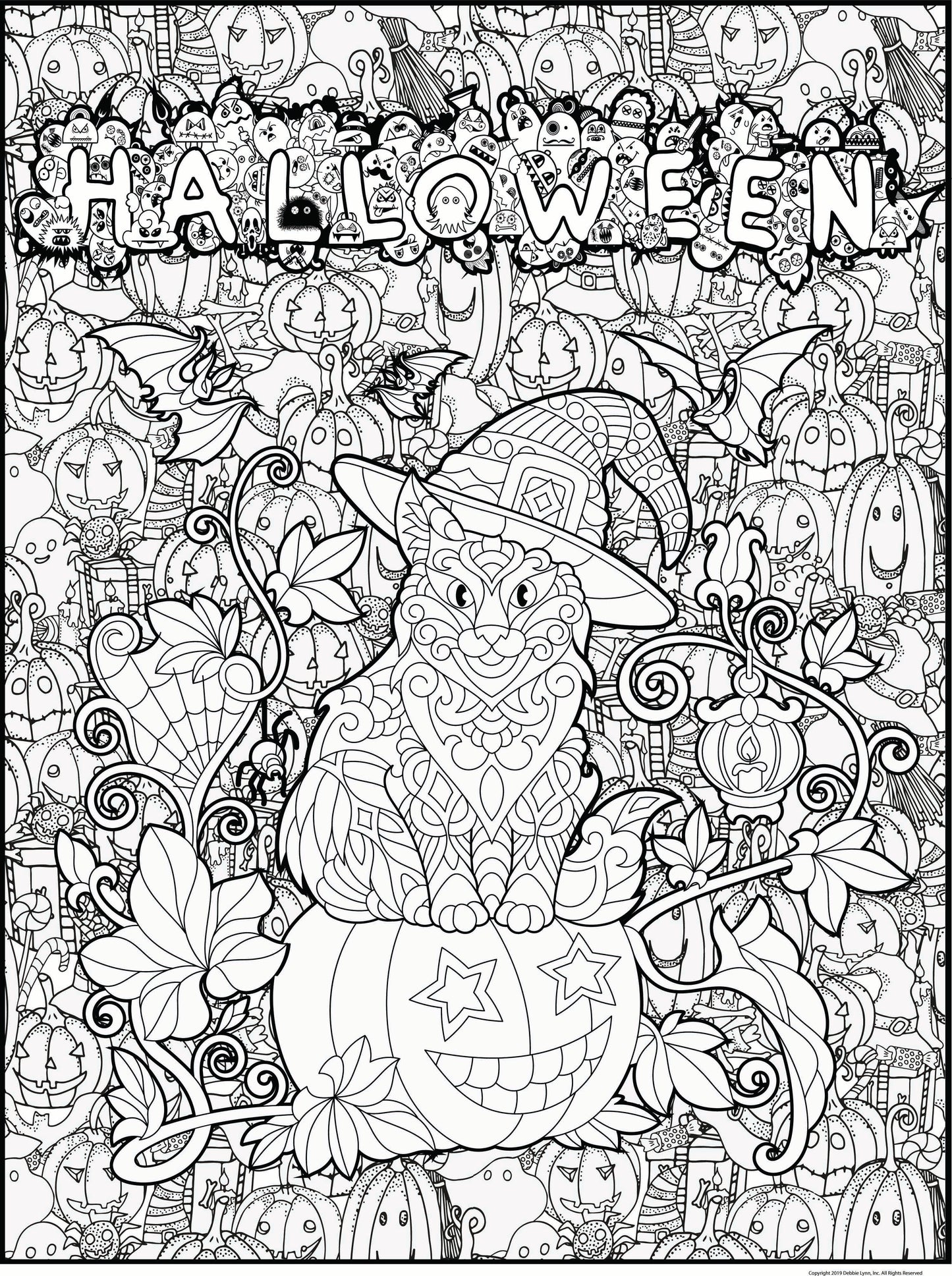 Halloween Cat Coloring Poster 24x36