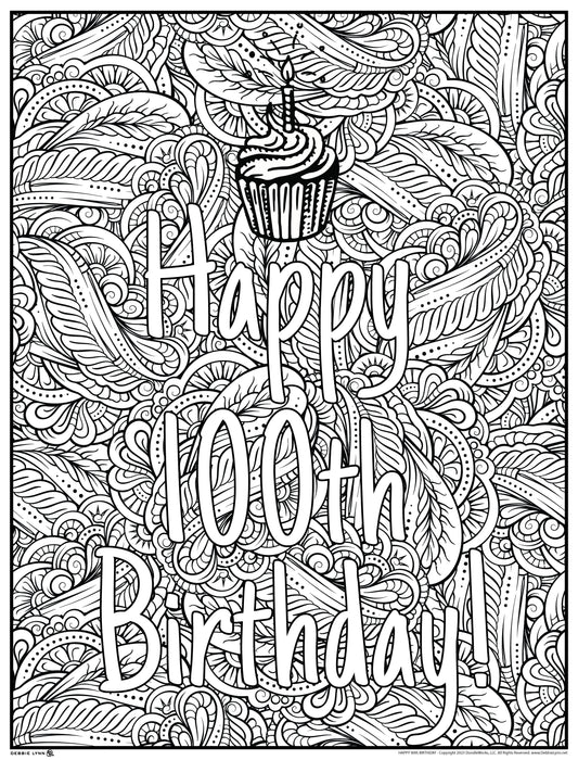 Happy 100 Personalized Giant Coloring Poster 46"x60"