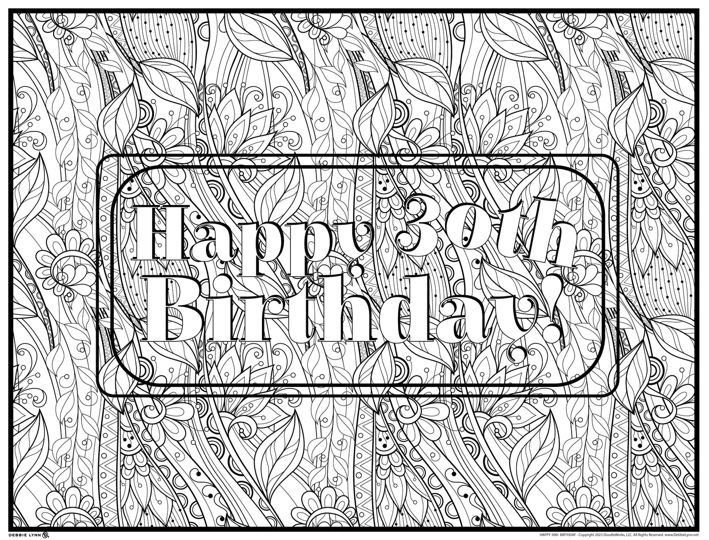 Happy 30 Personalized Giant Coloring Poster 46"x60"