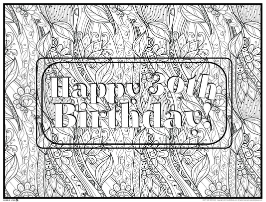 Happy 30 Personalized Giant Coloring Poster 46"x60"