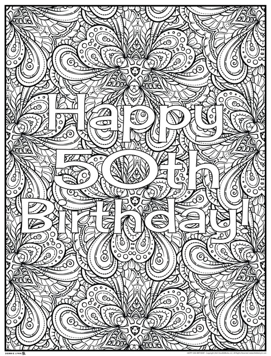 Happy 50 Personalized Giant Coloring Poster 46"x60"