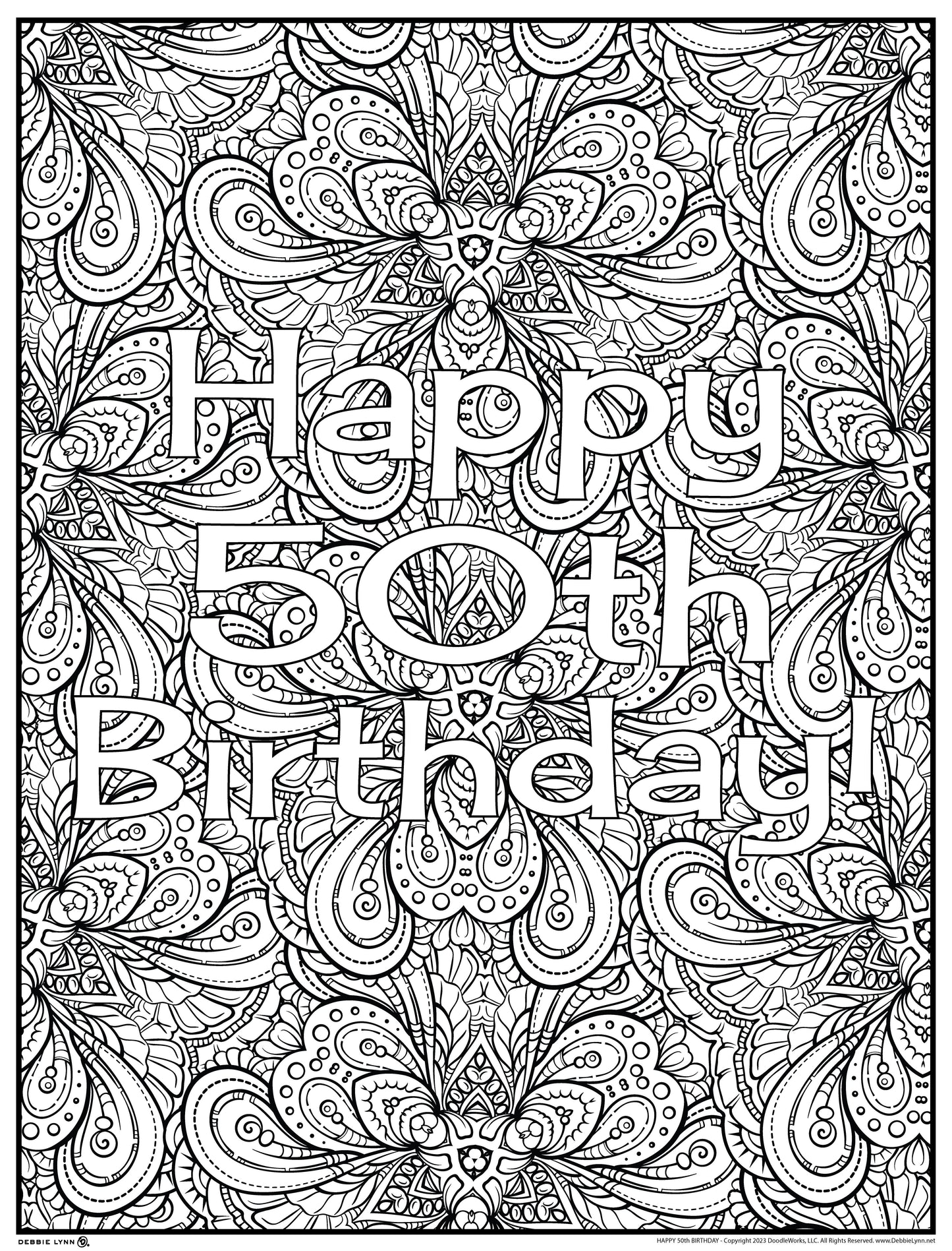 free happy 50th birthday coloring pages