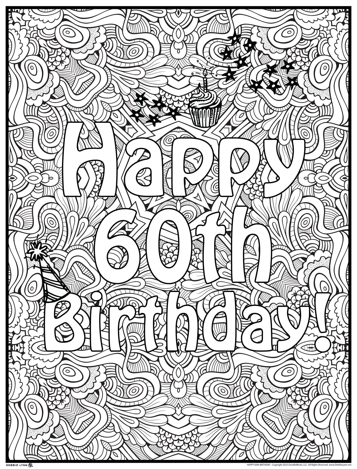 Happy 60 Personalized Giant Coloring Poster 46"x60"