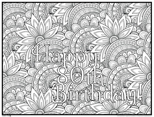 Happy 80 Personalized Giant Coloring Poster 46"x60"