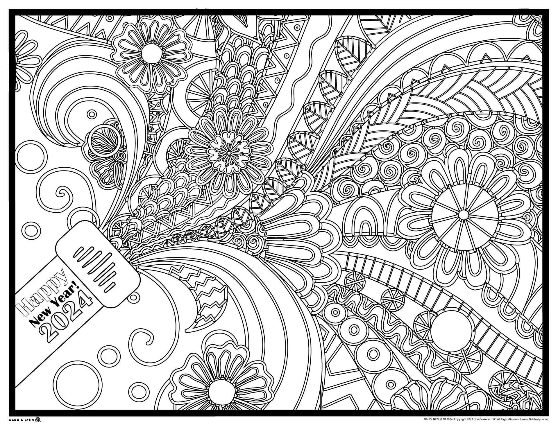 Tiny Expressions Giant 2024 New Years Coloring Poster for Kids | 30 x 72  Inches Jumbo Paper Coloring Banner