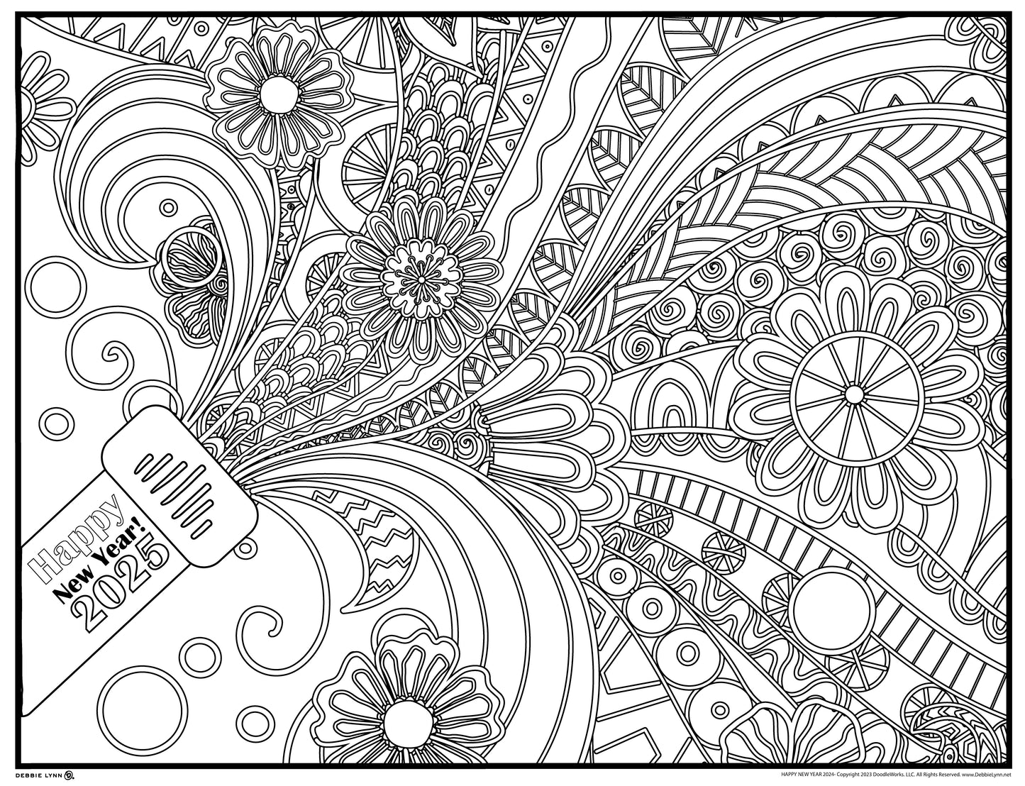 New Year 2025 Coloring Poster 24x36