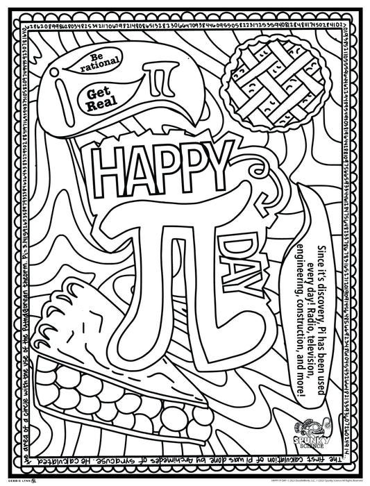 Happy Pi Day Spunky Science Personalized Giant Coloring Poster 46"x60"