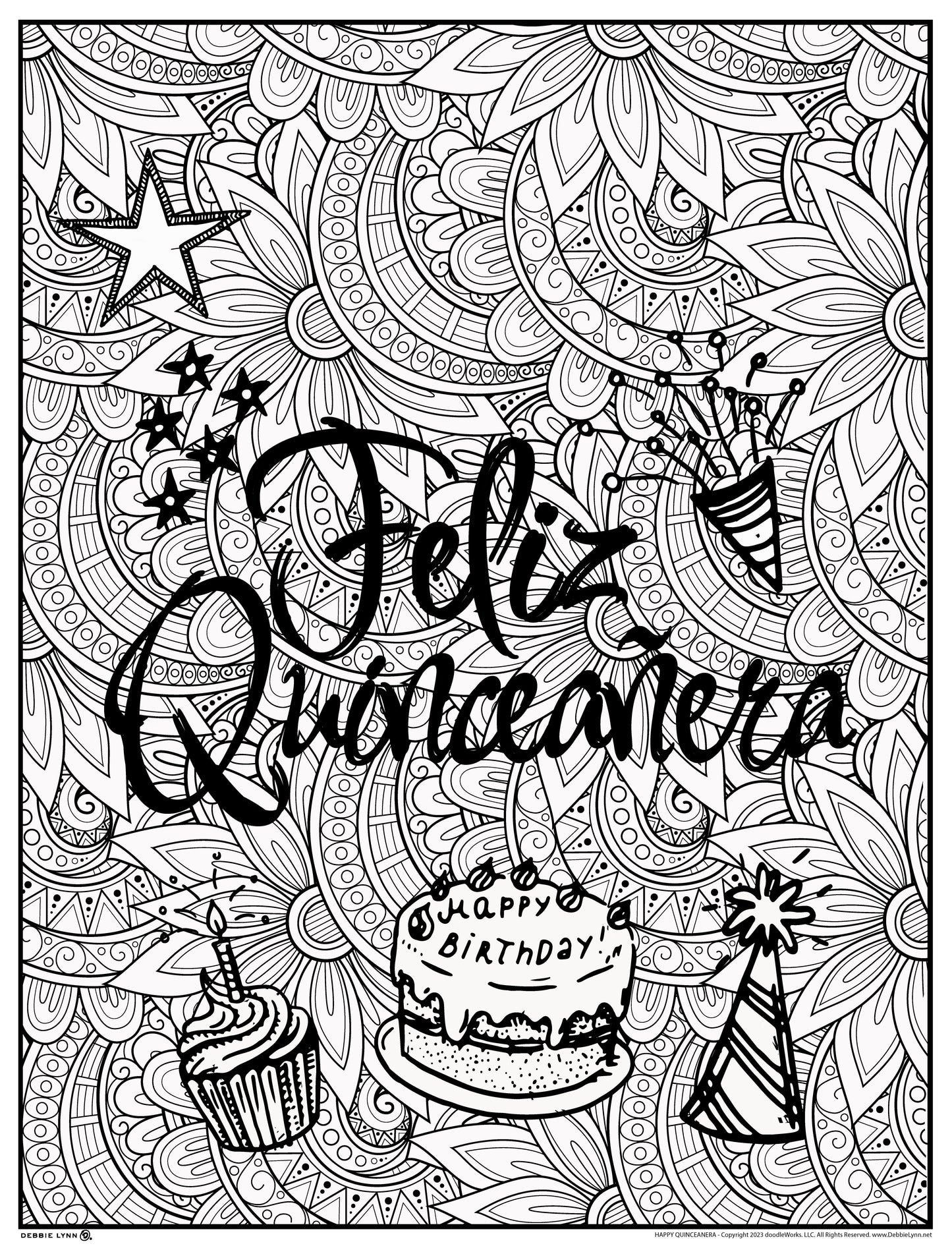 Happy Quinceanera Personalized Giant Coloring Poster 46"x60"