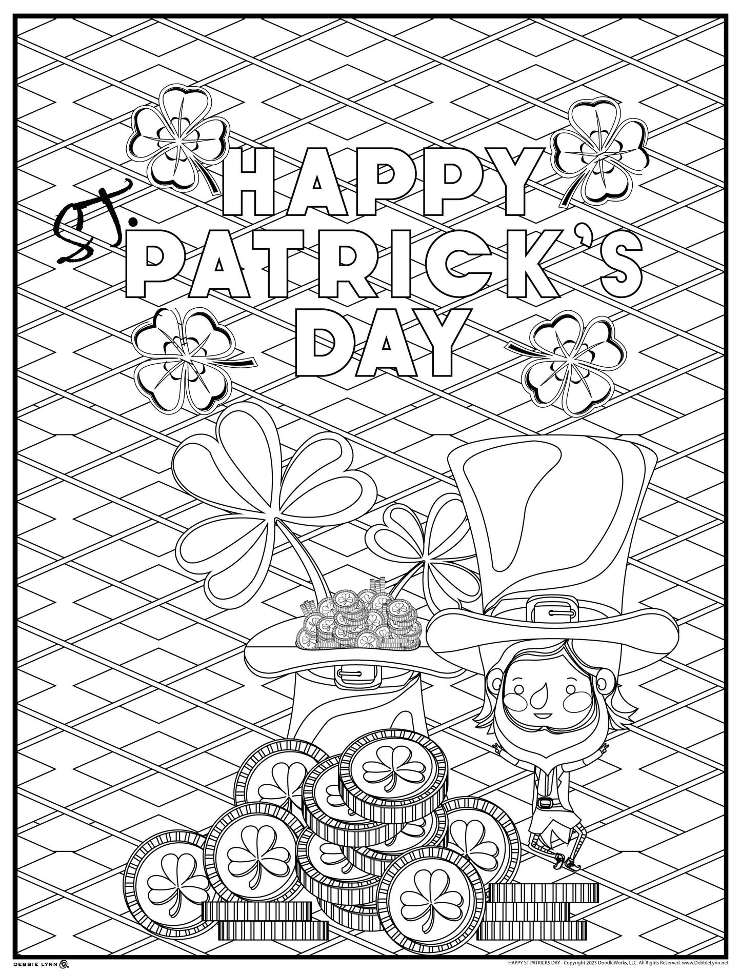 Happy St Patrick's Personalized Giant Coloring Poster 46"x60"