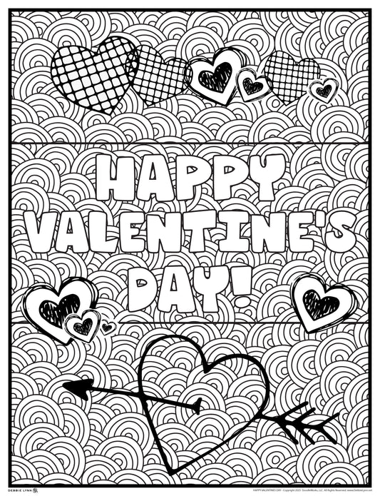 Happy Valentines Day Personalized Giant Coloring Poster 46"x60"