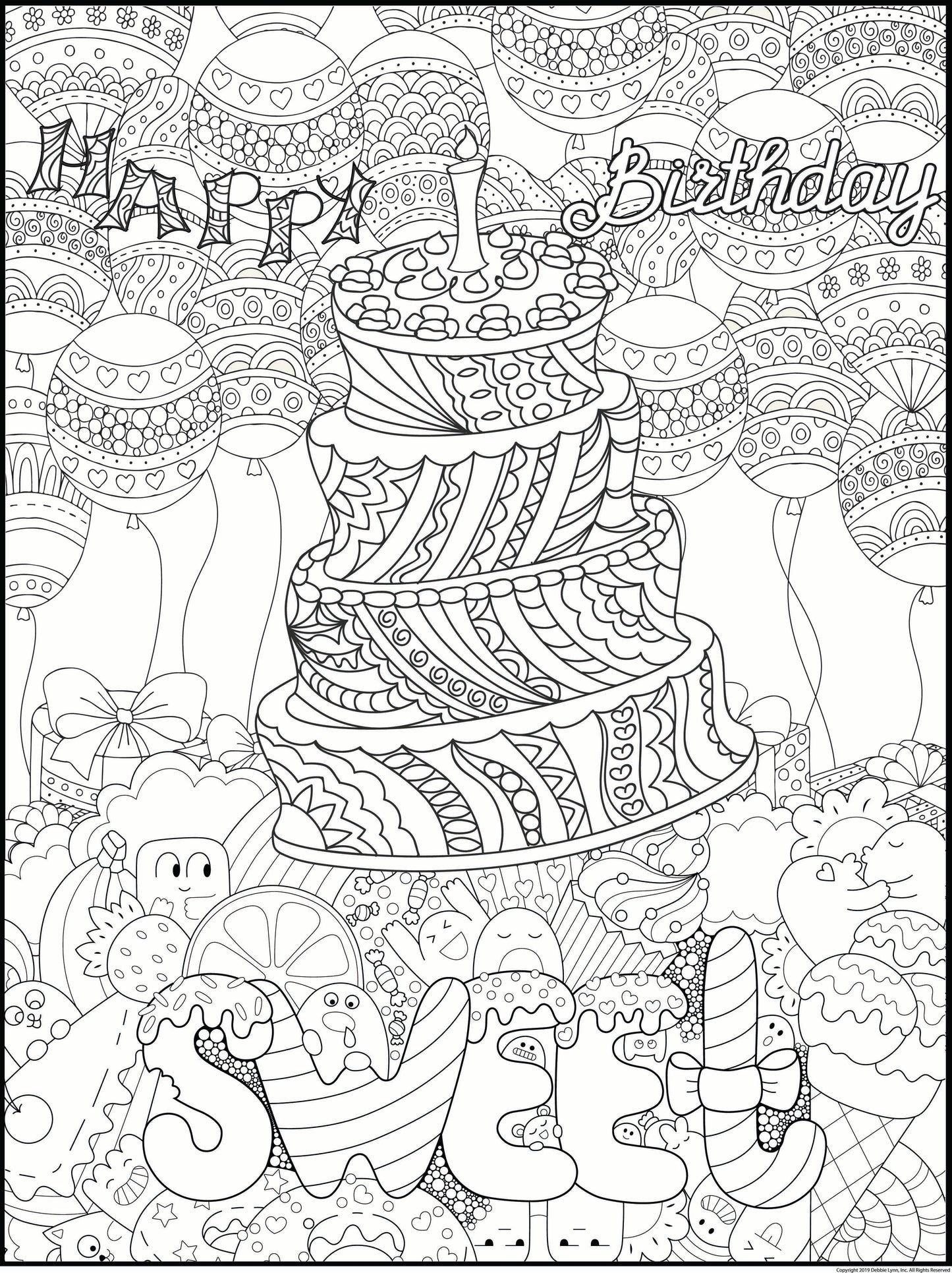 Happy Birthday Personalized Giant Coloring Poster  46"x60"