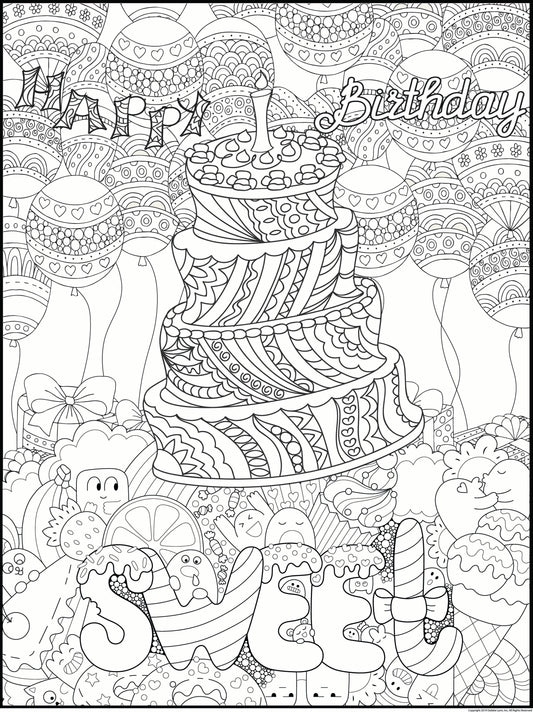 Happy Birthday Personalized Giant Coloring Poster  46"x60"