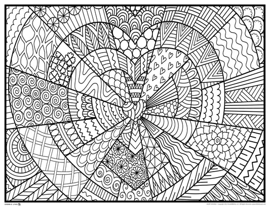 Heart Doodle Valentines Day Personalized Giant Coloring Poster 46"x60"