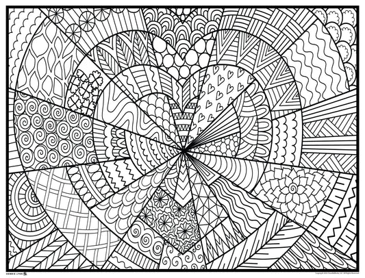 Heart Doodle Valentines Day Personalized Giant Coloring Poster 46"x60"