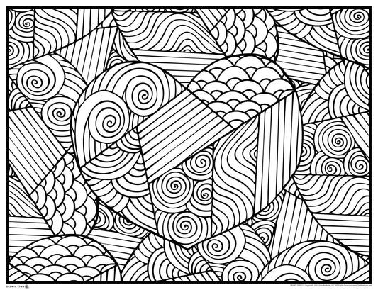 Heart Swirls Valentines Day Personalized Giant Coloring Poster 46"x60"