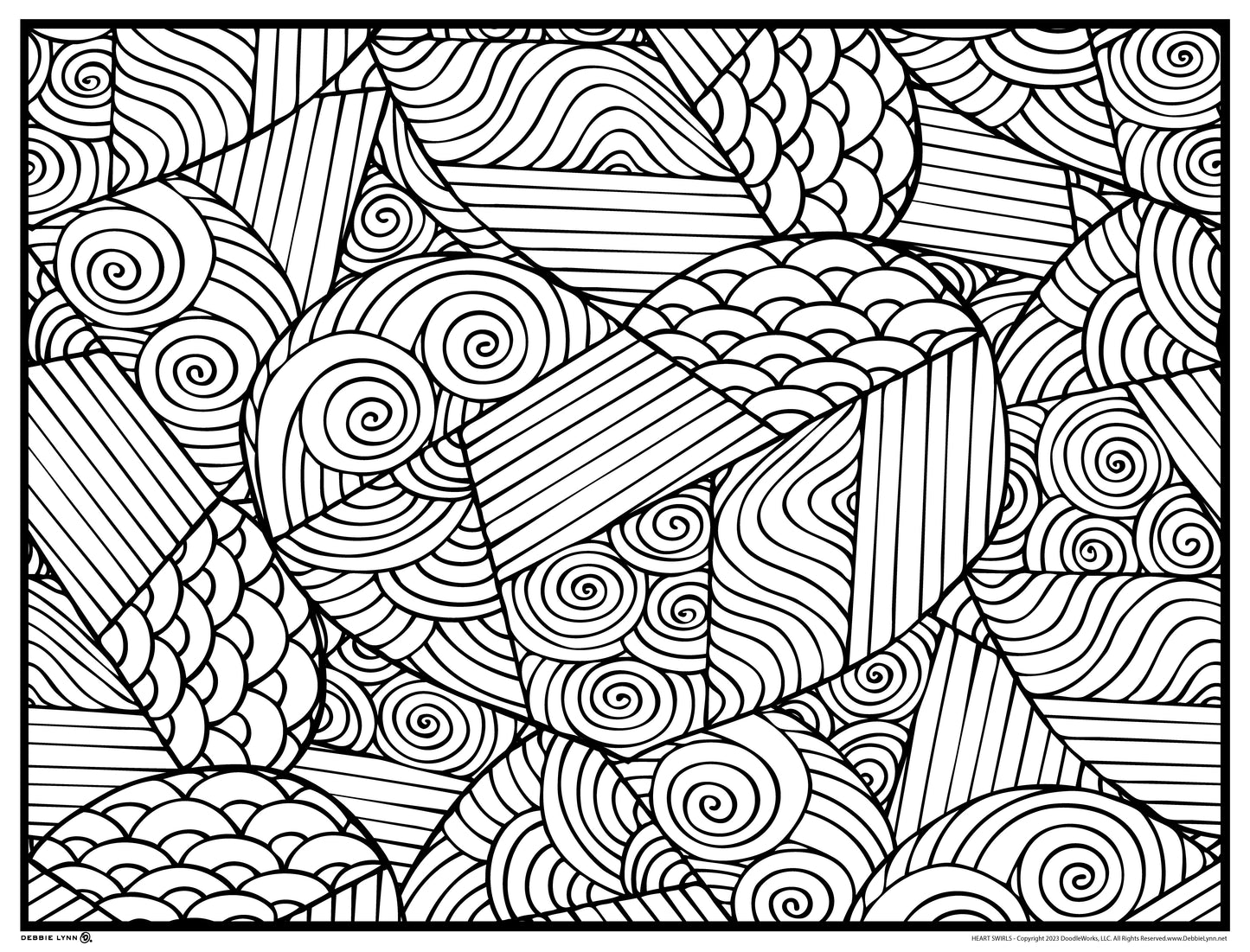 Heart Swirls Valentines Day Personalized Giant Coloring Poster 46"x60"