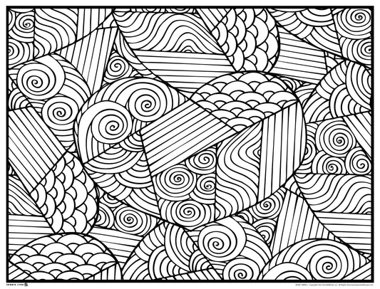 Heart Swirls Valentines Day Personalized Giant Coloring Poster 46"x60"