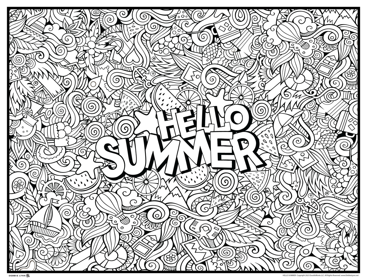 Hello Summer Personalized Giant Coloring Poster 46"x60"