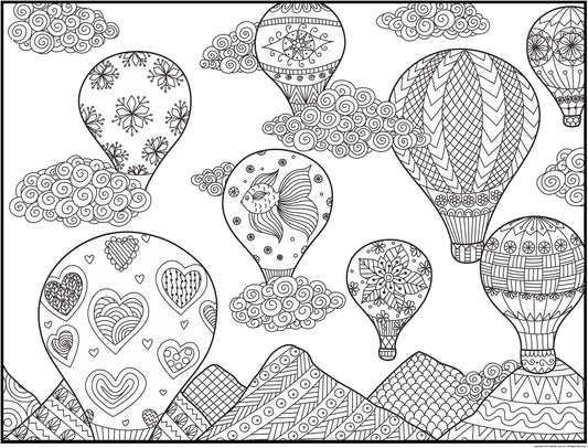 Hot Air Balloons Personalized Giant Coloring Poster 46"x60"