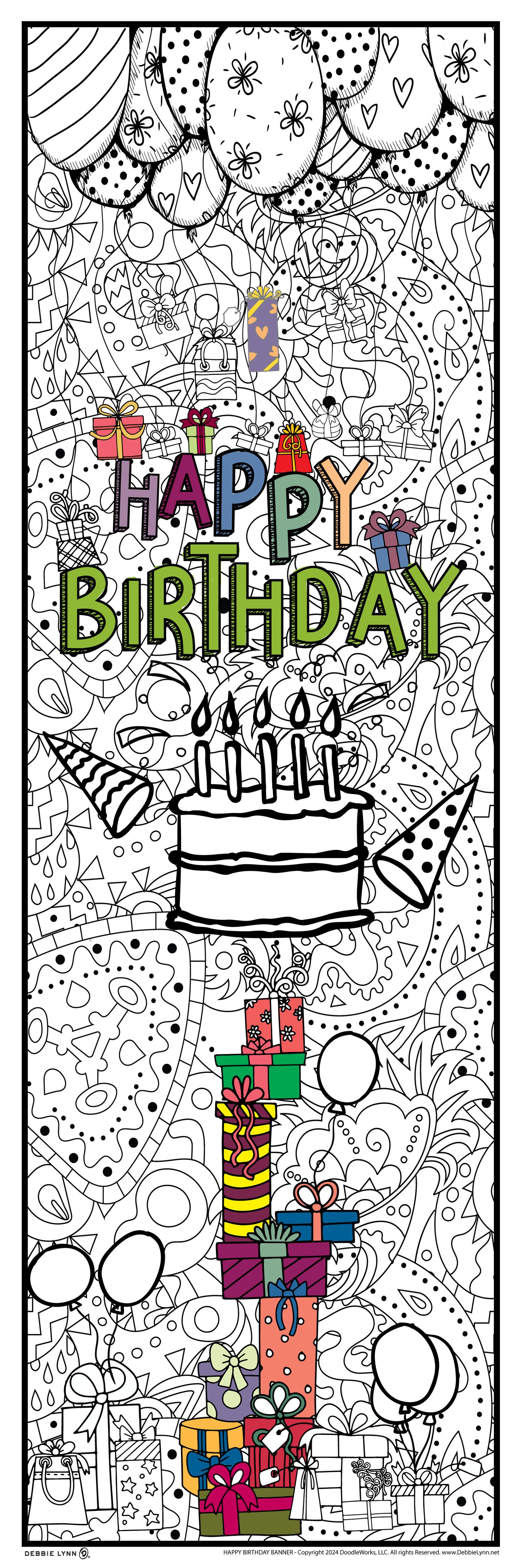 Happy Birthday Coloring Banner Poster 24x72