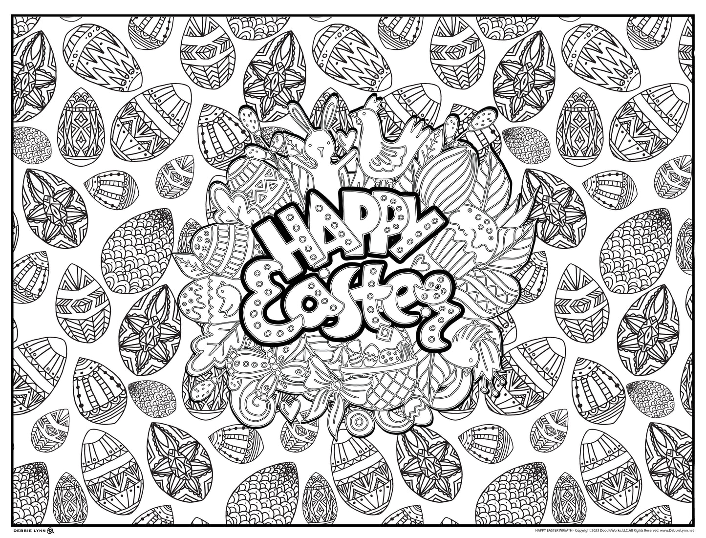 Happy Easter Wreath Personalized Giant Coloring Poster 46"x60"