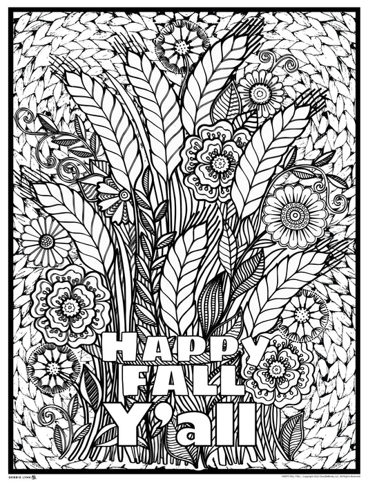 Happy Fall Y'all Personalized Giant Coloring Poster 46"x60"