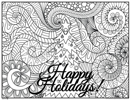 Happy Holidays Tree Personalized Giant Coloring Poster 46"x60"