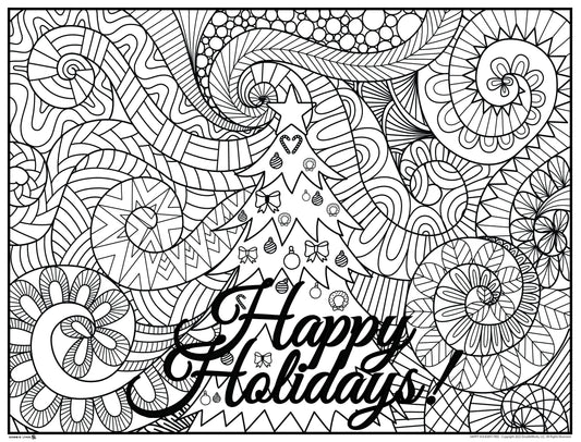 Happy Holidays Tree Coloring Poster 24x36