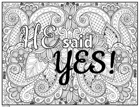 HE SAID YES! PERSONALIZED POSTER SUPER HUGE 46" x 60"