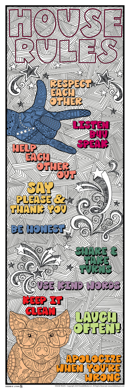 House Rules Coloring Banner Poster 24x72