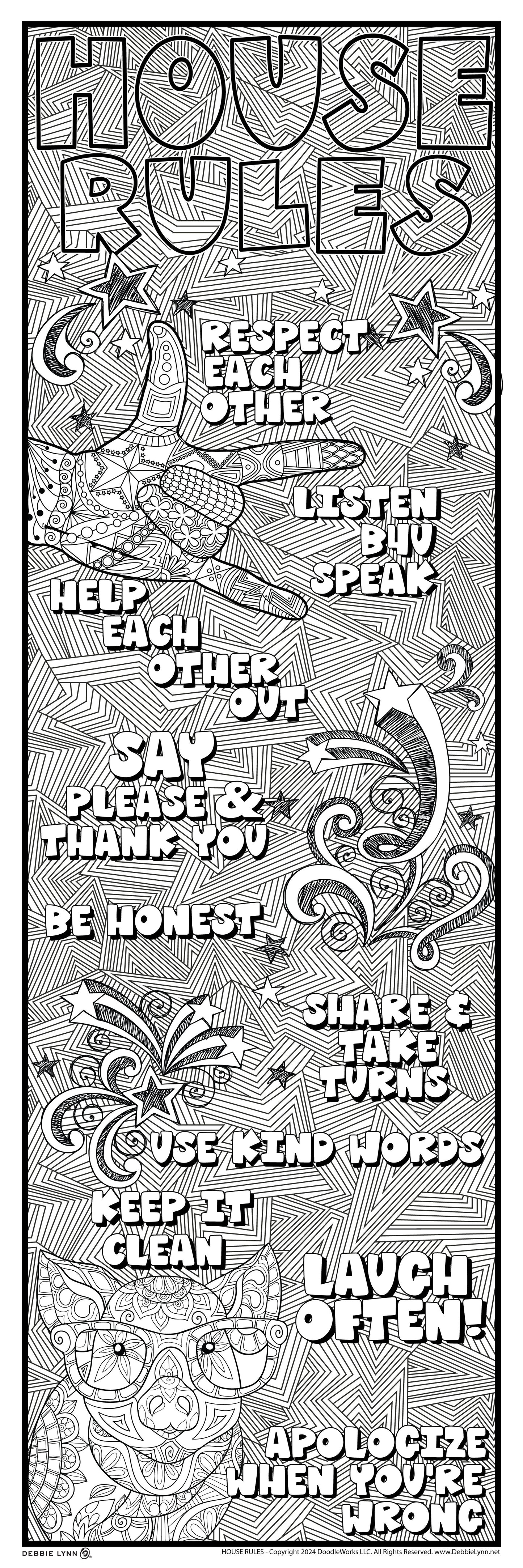 House Rules Coloring Banner Poster 24x72