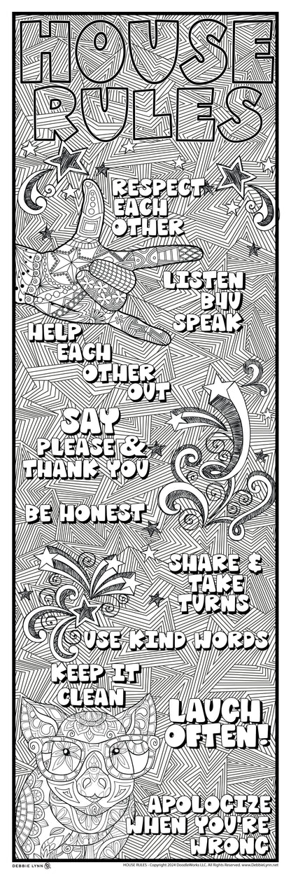 House Rules Coloring Banner Poster 24x72