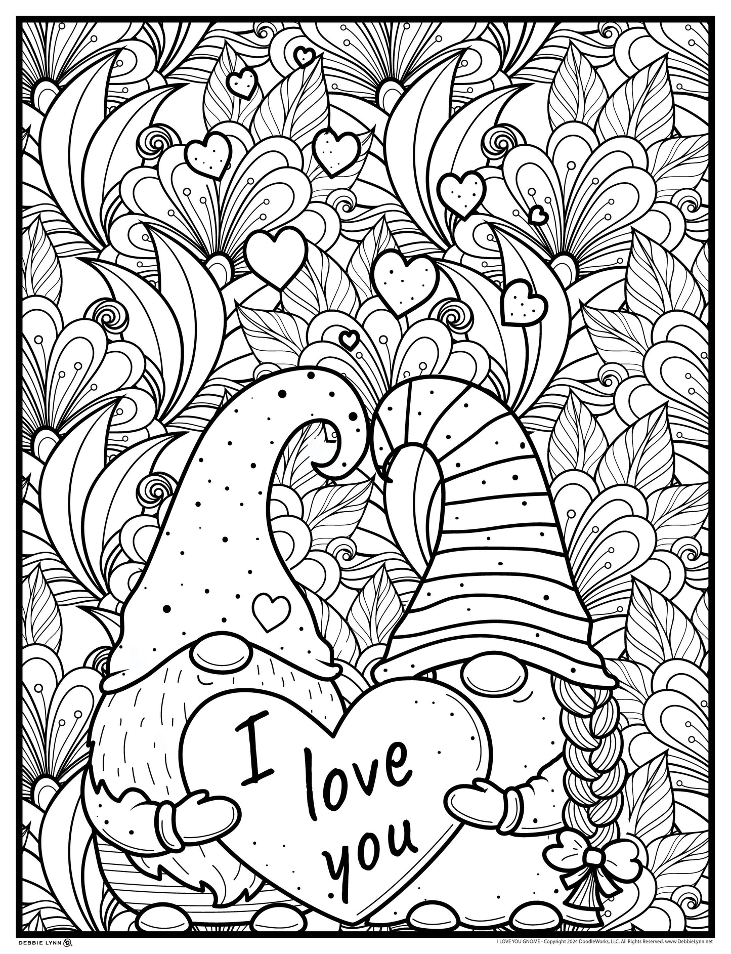 I Love You Gnomes Valentines Day Personalized Giant Coloring Poster 46"x60"