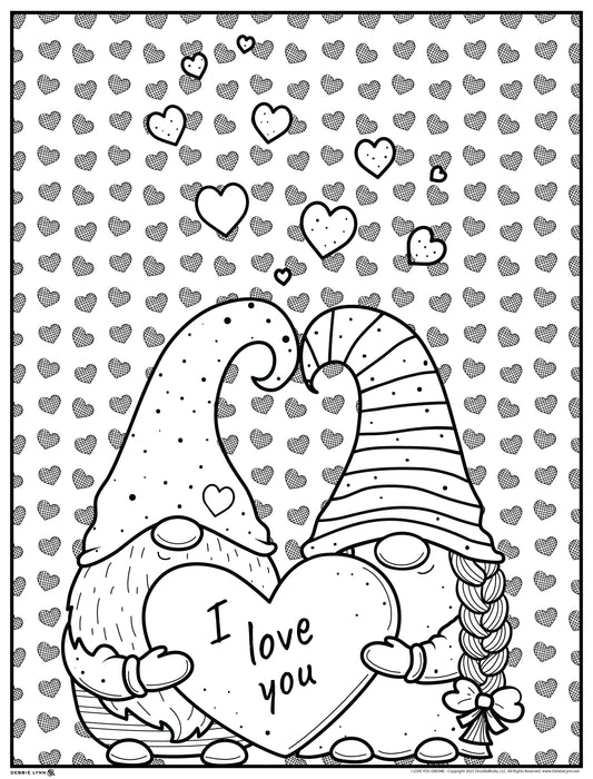 I Love You Gnomes Valentines Day Personalized Giant Coloring Poster 46"x60"