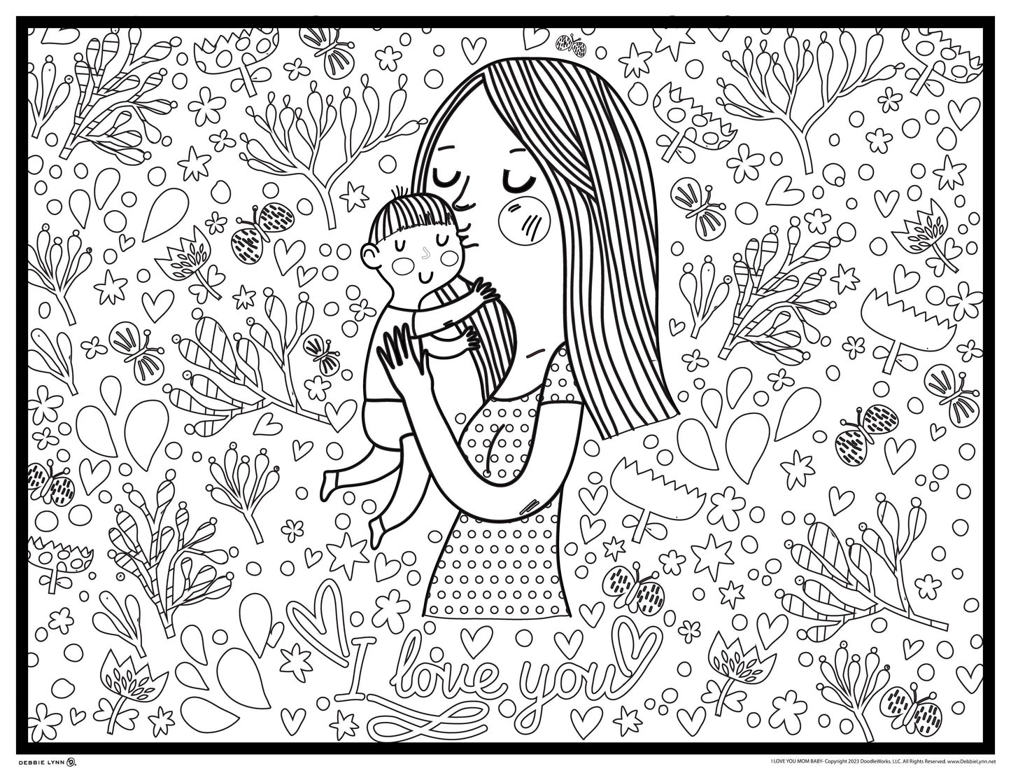 I Love You Mom Personalized Giant Coloring Poster 46"x60"