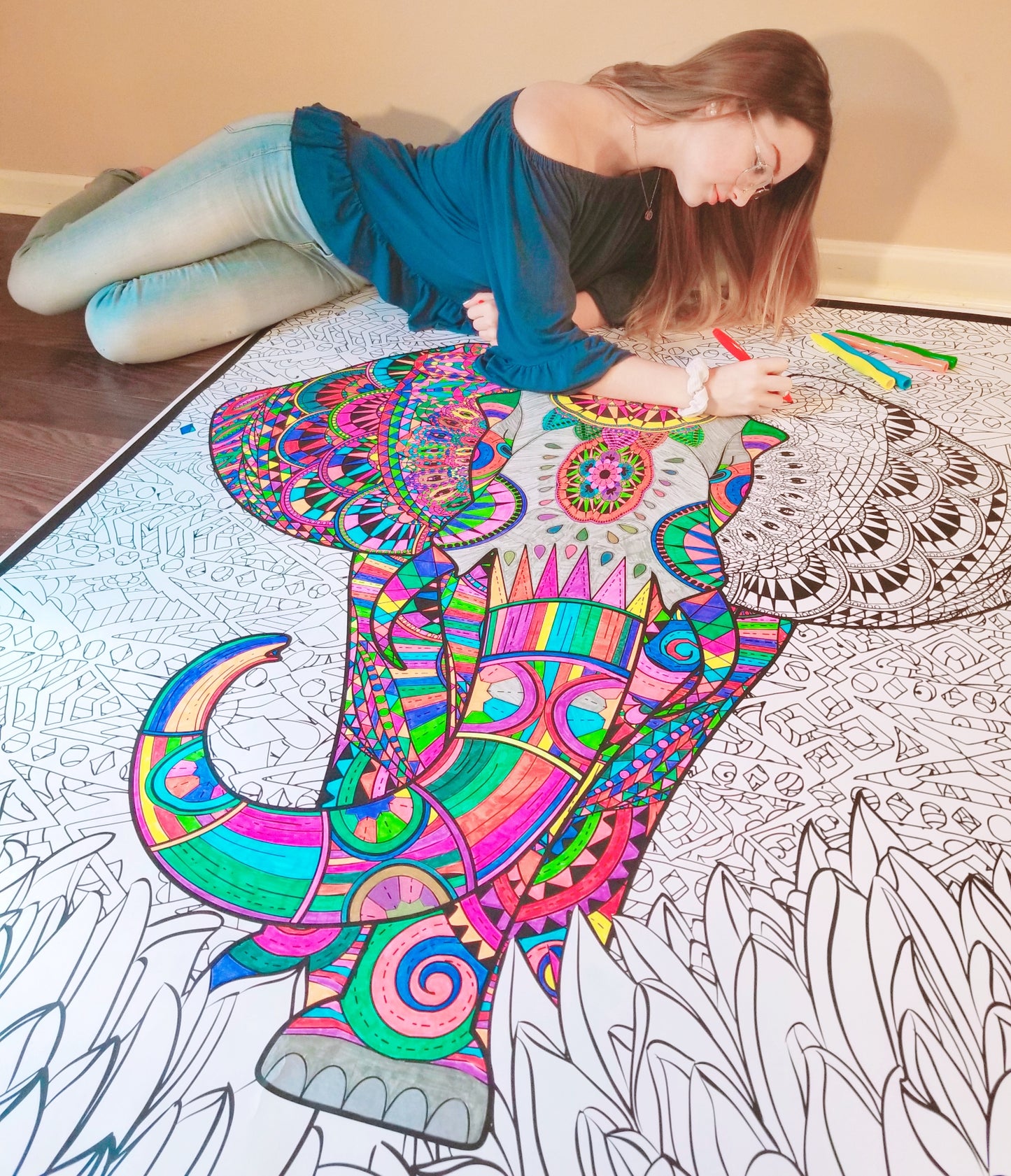 Elephant Personalized Giant Coloring Poster 46"x60"