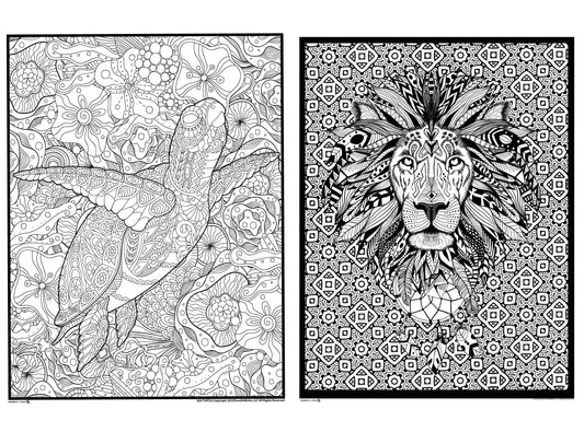 Lion & Turtle 2in1 Combo Giant Coloring Poster