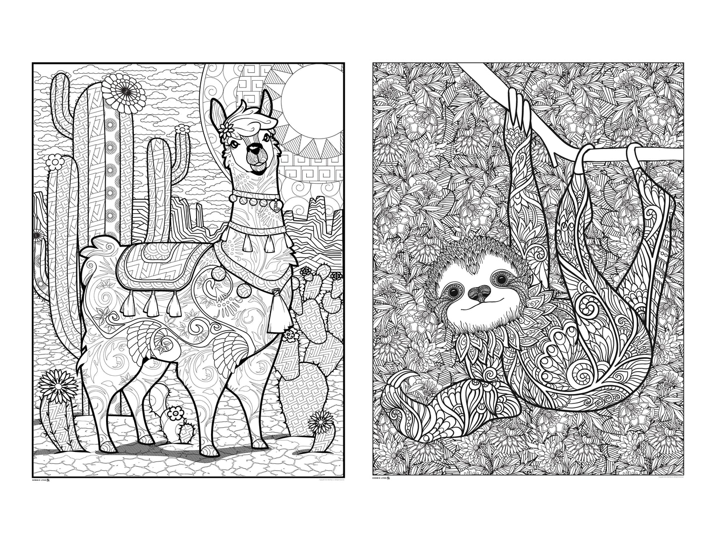 Llama & Sloth 2in1 Combo Giant Coloring Poster