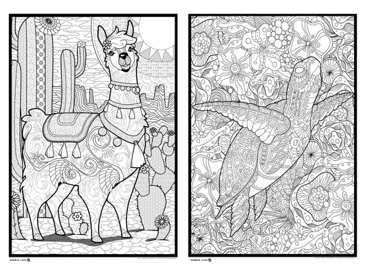 Llama & Turtle 2in1 Combo Giant Coloring Poster