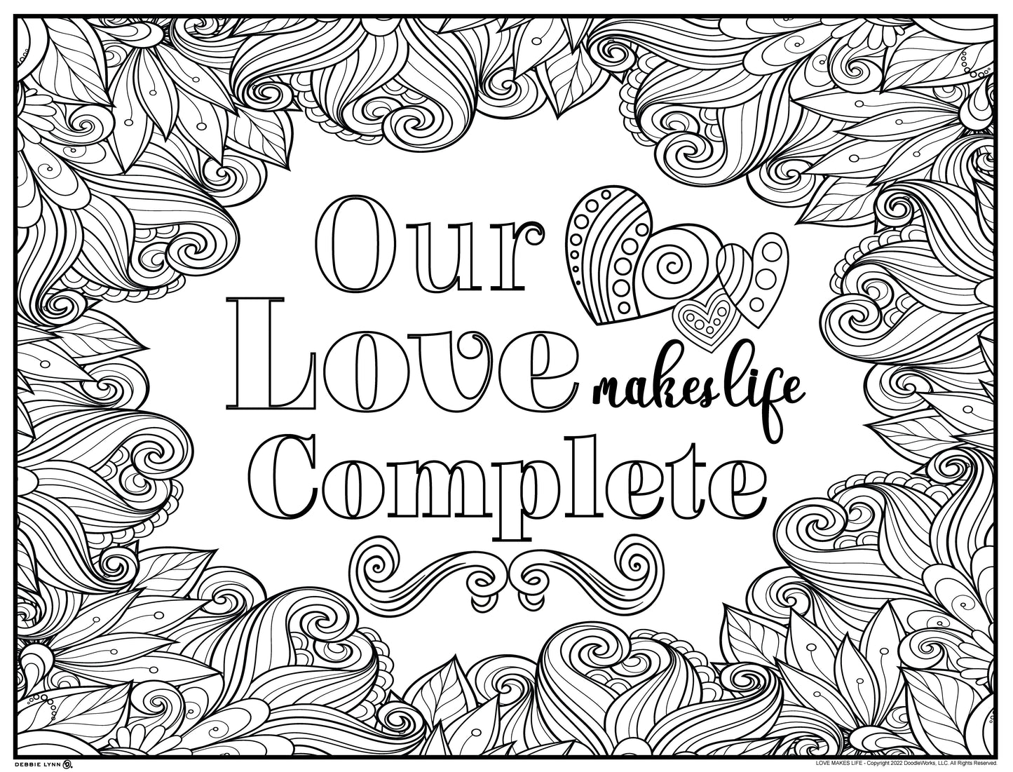 Love Makes Life Personalized Giant Coloring Poster 46" x 60"