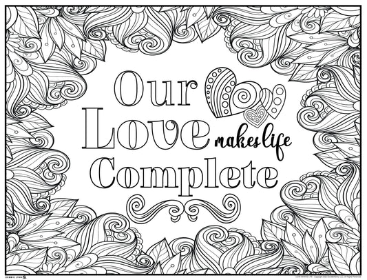 Love Makes Life Personalized Giant Coloring Poster 46" x 60"