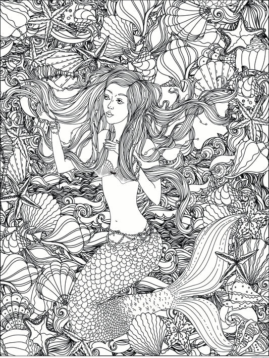 Mermaid Shells Personalized Giant Coloring Poster 46"x60"
